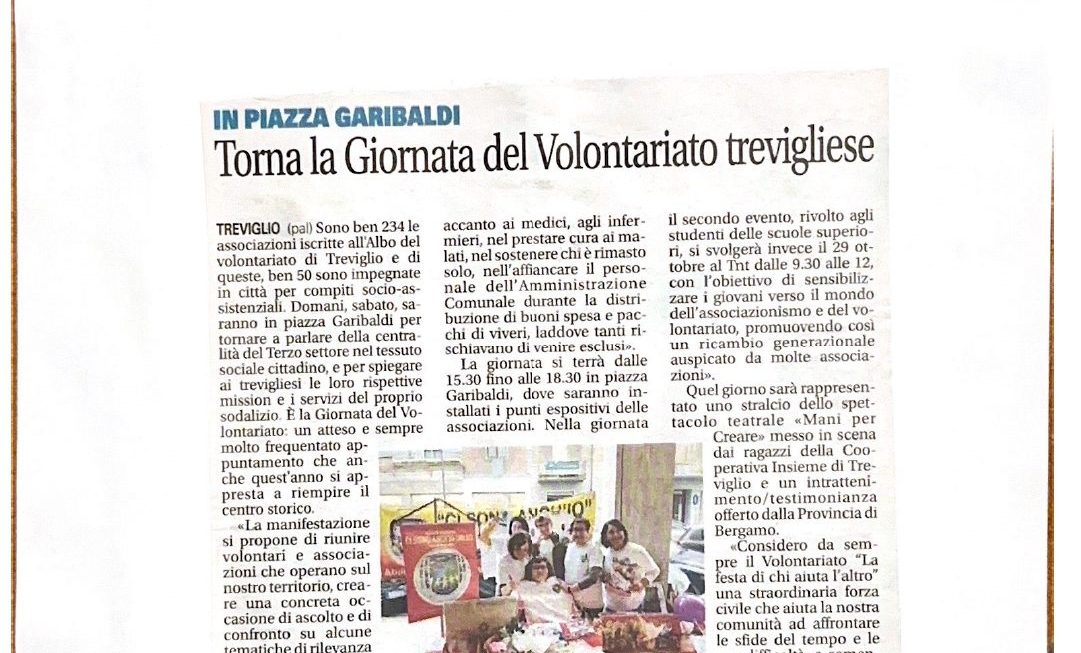 Articolo sul giornale di Treviglio – 30 Settembre 2022